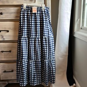 Kirundo maxi blue and white picnic skirt